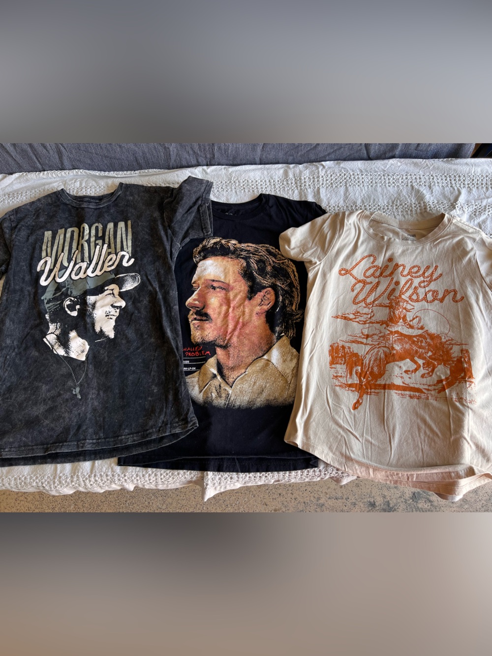 Morgan Wallen and Lainey Wilson t-shirts